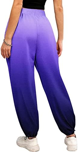 Wocachi ženske gradijentne boje Twitpants cinch dno Sportska teretana s visokim strukom vrećale jarke hlače