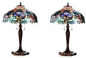 Stolna svjetiljka od vitraja u viktorijanskom stilu Tiffani