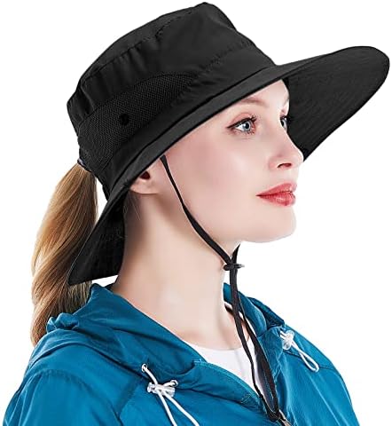 Sunčev šešir za žene UV zaštita kanta za ribolov šešira s rupom od konjskih repa, sklopivi vanjski sunčani šeširi mreža široki šešir