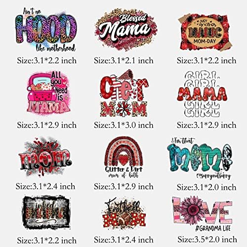 12pcs Mama Pisma Iron na naljepnicama za odjeću DIY DIY HEAR Transfer naljepnice za majicu za odjeću traperice ruksaci toplinski transferi
