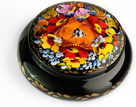 Sapfir kutija za nakit malih laka za naušnice, ogrlica, prstenovi, ručno obojeni etnički cvjetni uzorak drveni futrola