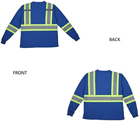 Vendace muški visoki Vis sigurnosni rad majica ANSI klasa 2 reflektirajuća košulja dugih rukava s džepom