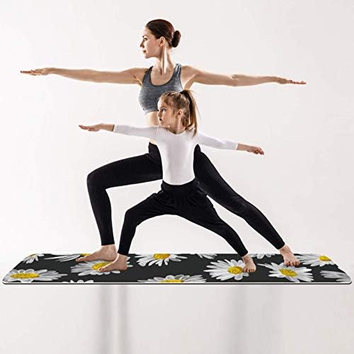 + Akvarel bijeli uzorak tratinčice na crnoj pozadini joga prostirka debele neklizajuće joga prostirke za žene i djevojke prostirka