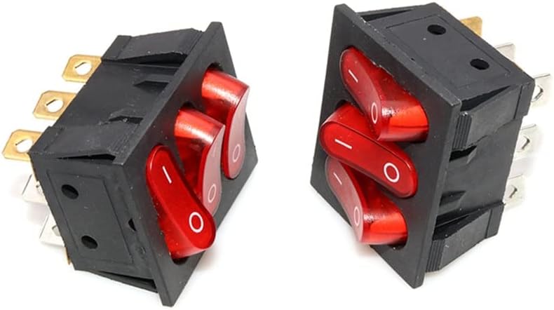 10pcs KCD3 Rocker prekidač ON-OFF 40 * 33 mm crveni 2 Pozicija 9pins Električna oprema sa svjetlosnim gumbom za napajanje 16A 250Vac