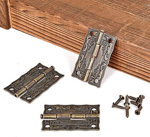 PGMJ 40 komada Antikne ukrasne šarke brončane graviranje dizajnerske kutije sa šarkama nakit kutija hardver za vintage drvene kućišta,