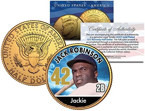 Jackie Robinson 24KT Gold Limited Edition U.S. JFK pola dolara! COA & Display Stand!