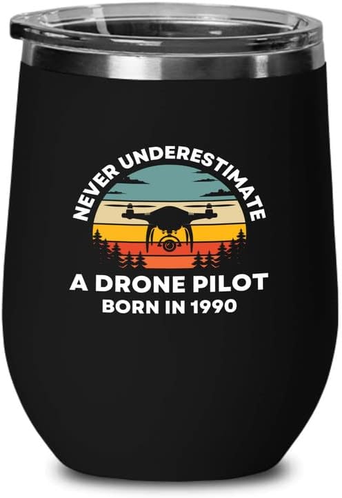 Drone Pilot TEAL VINE TUMBLER 12oz - Drone Pilot rođen 1990. - Drone Pilots Aviation RC Quadcopter operater Airlines Prevrćući 32 32.