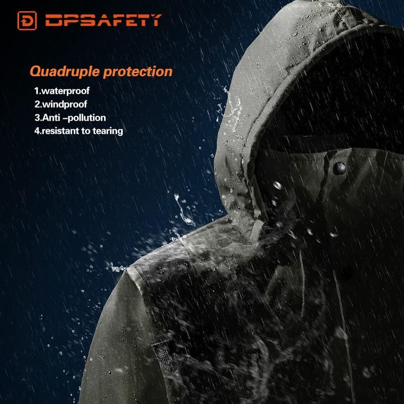 Sigurnosna jakna DPSafety, reflektirajuća jakna s kapuljačom visoke vidljivosti, hi-vis bombardera s džepovima i patentnim zatvaračem