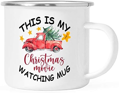 Smiješni Božićni pokloni šalica za kavu od emajlirane kave za logorsku vatru moja je šalica za gledanje božićnih filmova-najbolji Božićni