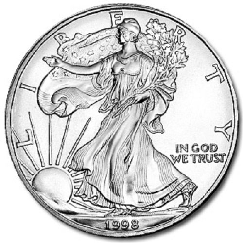 1998. - American Silver Eagle .999 Fine Silver s našom potvrdom o autentičnosti dolar necirkulirano