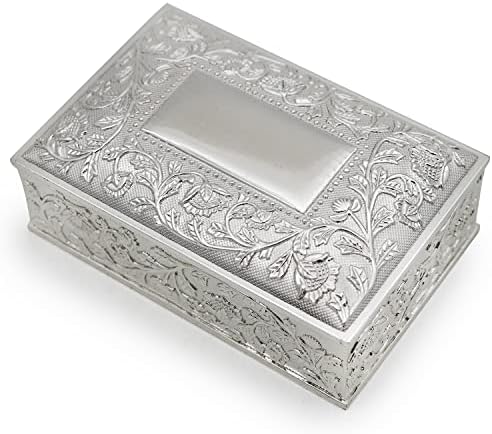 Hsiwto mali pravokutnik vintage metalni nakitni nakit kutija s poklon kovčegom za djevojčice dame žene, srebro