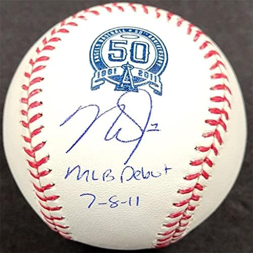 Mike Trout MLB debi Potpisani anđeli 50. Ann. Autograf bejzbola ~ MLB holo - Autografirani bejzbol