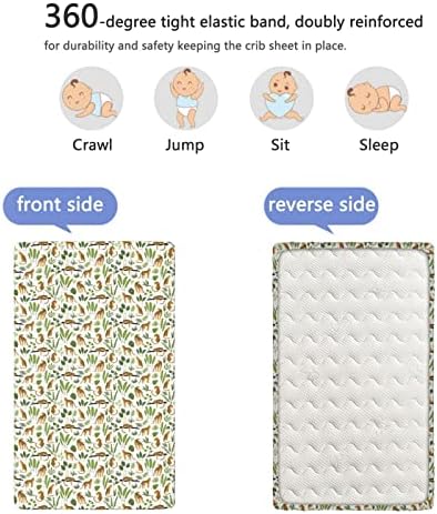 Životinjske tematske plahte mini krevetića, prijenosni mini krevetići za krevetiće za matrice madraca listovi s kolicama za djevojčice