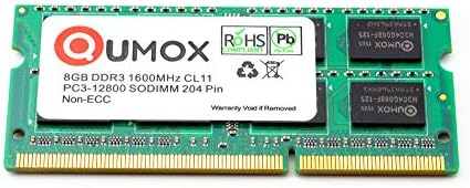 QUMOX 8GB 1600 DDR3 8GB PC3-12800 SO-DIMM PC3 RAM LAPTOP MEMORY 204PIN CL11