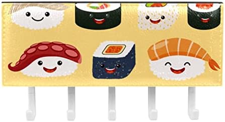 Laiyuhua Šarene ljepljive kuke s 5 kuka i 1 odjeljak za pohranu, savršeno za vaš ulaz, kuhinju, spavaću sobu Japan sushi žuto