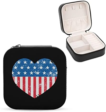 USA America Retro Heart zastave Žensko premium putovanja Mali nakit Ogrlica Organizator za skladištenje Mini zaslon slučaj
