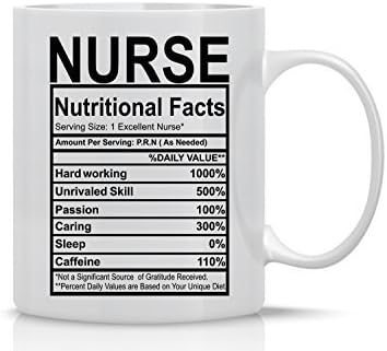 Prehrambene činjenice medicinskih sestara - Smiješne sestre šalice - šalica za kavu od 11oz - Šalice za marljive medicinske sestre