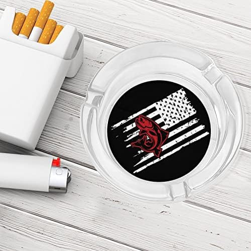 Američka zastava bas ribolov staklene pepeljare za cigarete za smeće od vjetroelektrana može tiskati maštoviti pepeo ladice za kućni