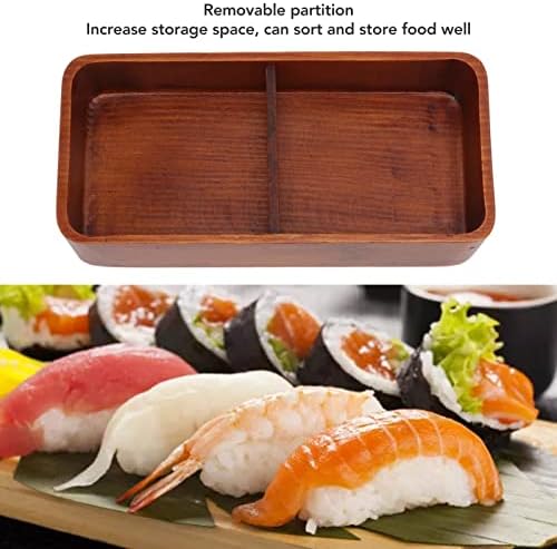 Mumusuki japanska bento kutija, pravokutni jednoslojni prirodni drveni bento kutija za ručak s uklonjivom particijom izvrsna kao zalogaj