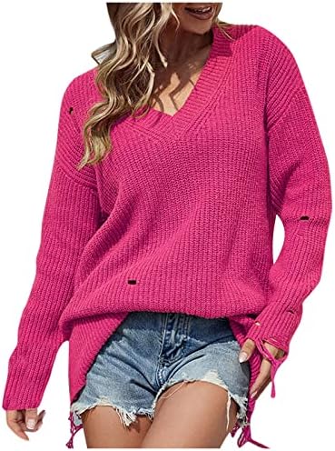 Zimska večera Top Womans Smiješni džemperi širokih rukava ColorBlock okrugli vrat labavi fit debeli udobni džemperi