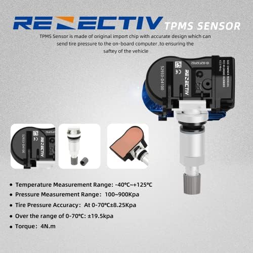 Renectiv TPMS senzor, 433MHz Senzor za nadzor tlaka gume prikladan za Kia Hyundai zamjena52933-D4100 52933-D9100