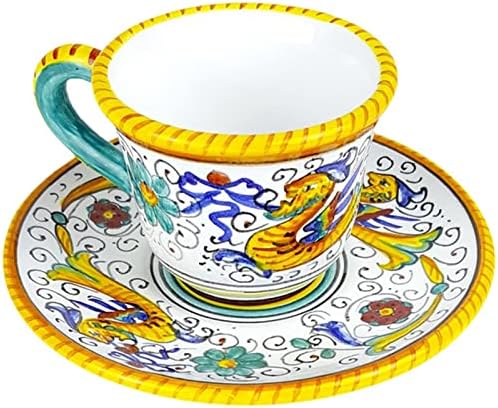 Deruta Italija po Gute | Raffaellesco Espresso Cup & Taucer | Ručno izrađena i ručno oslikana talijanska keramika | Autentična talijanska
