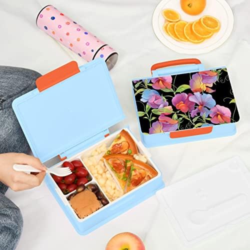 Alaza Sweet Pea Flower Cvjetni bento kutija za ručak bez BPA bez propuštanja kontejnera za ručak s vilicom i žlicom, 1 komad
