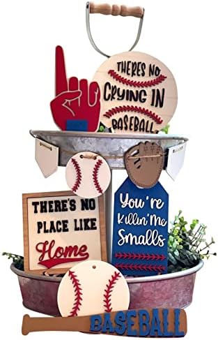 Oprana ukrasna ladica 1 set bejzbol -slojevitog pladnjeva Set Home Party Dekorativni mini drveni znak bejzbol obiteljska igra za bejzbol