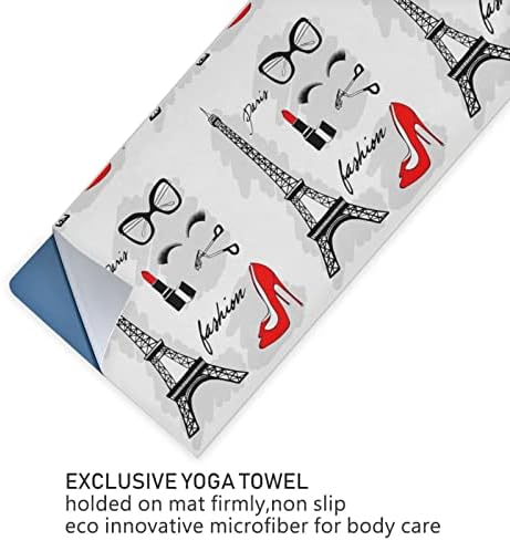 Augesterna joga pokrivač paris-eiffel-tower-crveno-lipstick joga ručnik za ručnik joga mat ručnik