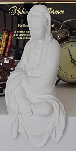 Bellaa 22654 Kwan Yin Status Lady Buddha Kuan Guanyin Božica milosrđa Quanyin Skulptura Figurica sjedi meditirajući blagoslov Premium
