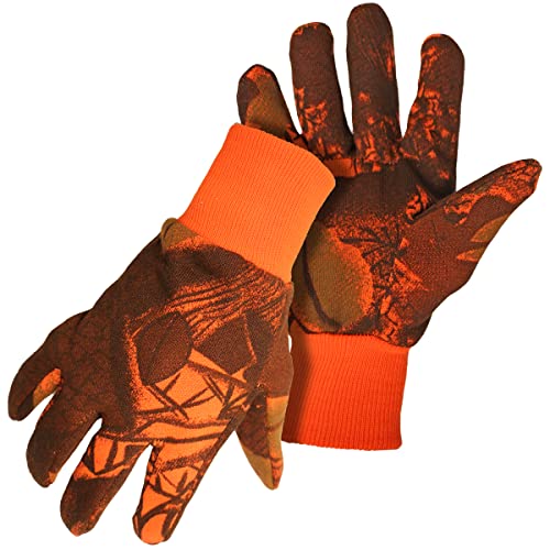 Boss muški plamen narančaste maskirni dres pamučni pleteni zglobovi Radne rukavice, izdržljivi, dizajn rezanja, ekstremne udobnosti,
