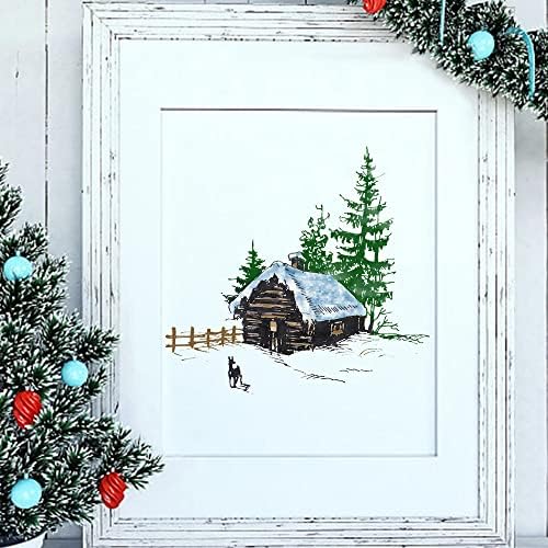 Božićna snježna kuća pozadina čiste marke za izradu karata uradi sam scrapbooking, božićni krajolik prozirna gumena pečata markica