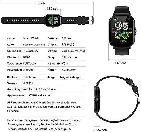 Pipeshoop pametni satovi, SP2 Fitness Tracker Tracker Monitor Monitor Satovi za muškarce, 1,69-inčni zaslon u boji Fitness Watch IP67