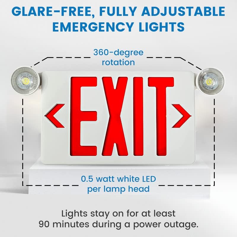Ciata Ultra Bright LED Dekorativni crveni izlazni znak i kombinacija svjetla za hitne slučajeve s sigurnosnim kopijama baterija, natpis