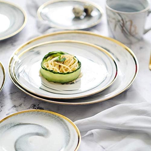 Slamni mramorni tanjur-marljivi tanjuri za dizajn ploča s velikim tanjurima salata/desertni tanjuri iskričavi i mramorni papir za papir