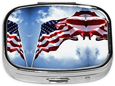 USA American Flag prijenosni mini putovanja dnevno kutija za tablete - podsjetnik s kvadratnim tabletama, kutija za vitamin