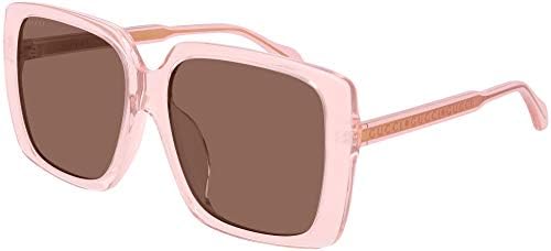Kvadratne Sunčane naočale od ružičastog kristala i plastike s smeđim lećama, 58-16-145, 56-145