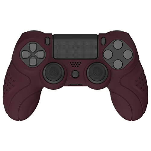 PlayVital Guardian Edition Wine Crveni ergonomski mekani prozirni kontroler silikonski kofer za PS4, Koža za zaštitni zaštitnik gume