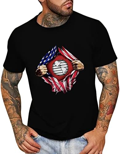 Beuu muške domoljubne majice s kratkim rukavima, ljetna američka zastava tiskana posada casual labave modne osnovne majice vrhove