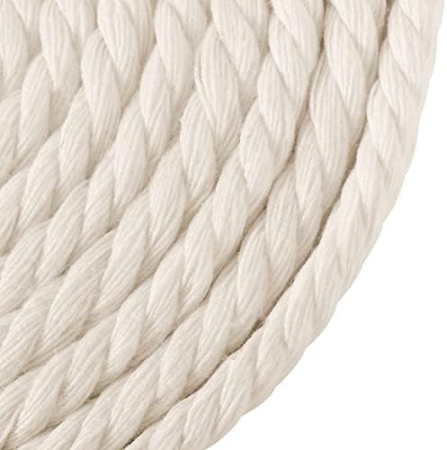FunsUei Natural Macrame kabel 6 mm x 500ft, 4 pramenova uvijena mekanog pamučnog kabela, 1/4 inčni pamučni konop za DIY pletenje, biljke