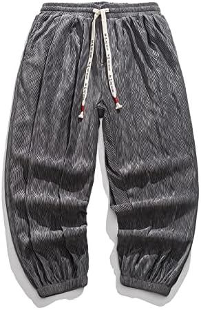 Plišani pojas muški jesen i zimske labave hlače ležerne čvrste boje džep široke noge modno opušteno fit