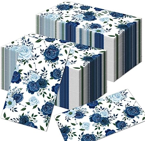 40pcs vintage cvjetne salvete za vjenčani rođendan cvjetna zabava opskrba plavom ruž cvijetom ručak dugački papir salvete za jednokratne