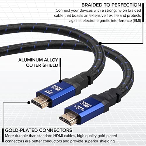 4K HDMI 2.0 kabel 12 ft. [2 pakiranje] RitzGear. 18 Gbps Ultra brzih pletenih najlonskih kabela i zlatnih konektora - 4K@60Hz/UHD/3D/2160P/1080P/ARC