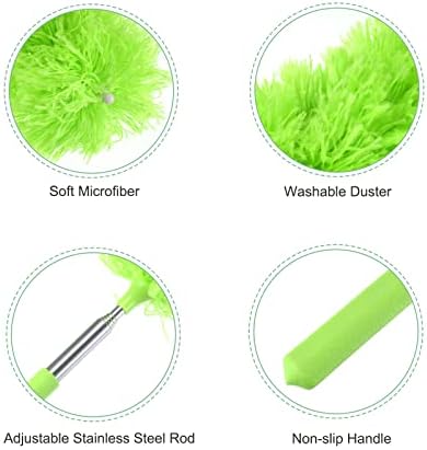 Meccanixity prašina za čišćenje mikrovlakana, 12 do 31,5 inča za pranje iscrpljive četke za prozor, namještaj, zeleni paket od 2