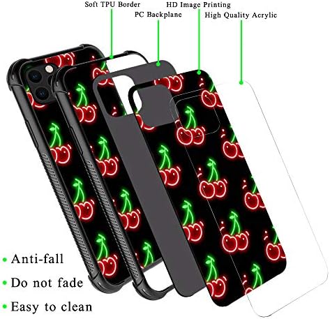 Zhegailian iPhone 12 futrola, fluorescentna trešnja iPhone 12 Pro Slučajevi za djevojčice/žene, Unkreamirani ojačani uglovi fashoin
