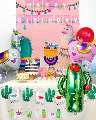 Laventy set od 2 lama sretni rođendan kaktus natpis fiesta zabava meksička tematska stranka opskrbljuje dijete llama photo pozadina