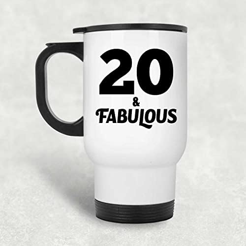 Designsify 20. rođendan 20 i fenomenalna, bijela putnička šalica 14oz od nehrđajućeg čelika izolirana, pokloni za rođendanske obljetnice