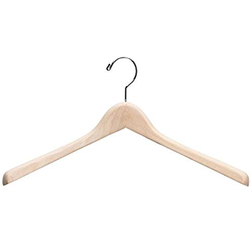 Drvena konkavna vješalica za odjeću za ramena s sjajnom kromiranom kukom