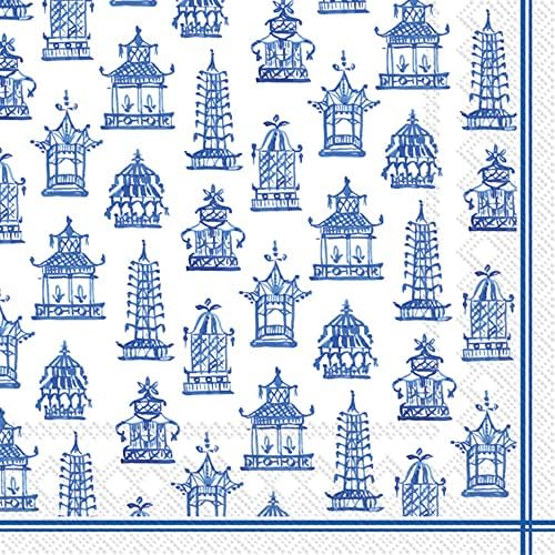 Boston International Rosanne Beck 3-slojne papirne salvete, 20-broja veličine ručka, plava pagoda plava