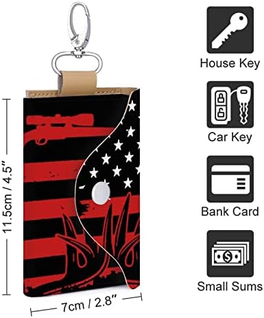 Ribolov lov na američku zastavu kožna ključna kućišta prijenosna kartica nosača torbe s ključnim kukama za muškarce žene